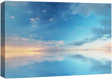 Canvas Print Wall Blue & Orange Skyline & Water Reflection Nature Wilderness Photography Realism Rustic Scenic
