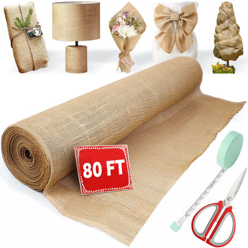 Burlap Fabric Roll 40" x 80 Feet, Natural Jute Tree Wrap for Garden, Landscaping & Plant Protection