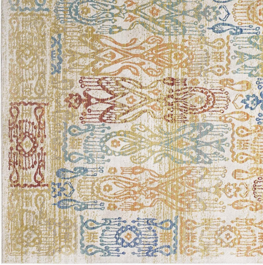 Solimar Distressed Colorful Southwestern Aztec Area Rug in Multicolored