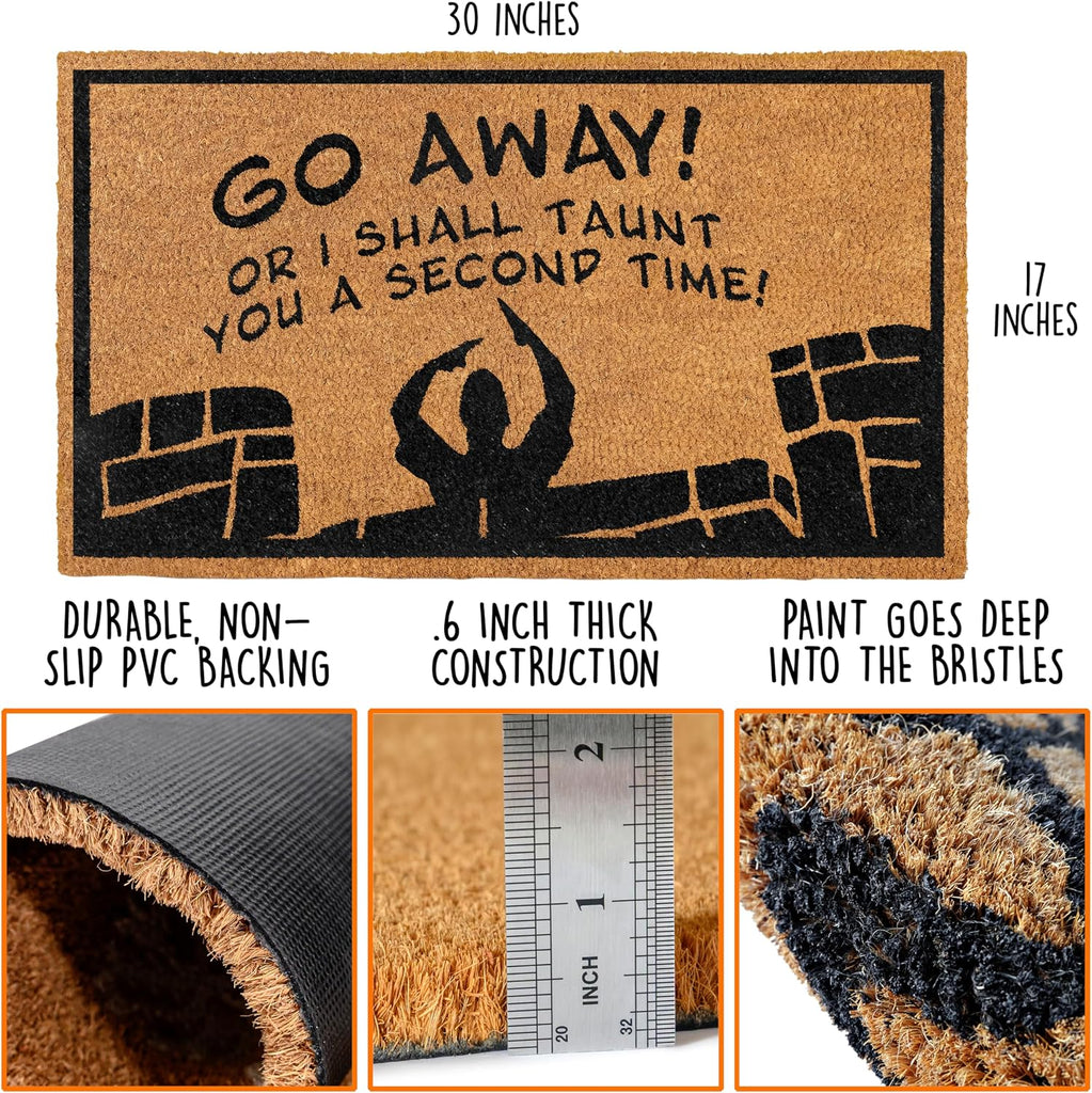 Go Away or I Shall Taunt You 30x17 Inch, Monty Doormat Coir Welcome Mat | Pop Culture Home Decor, Natural Coir
