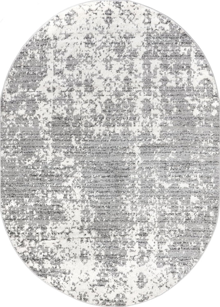 Deedra Grey Abstract Power Loomed Area Rug, Oval 7' x 9'