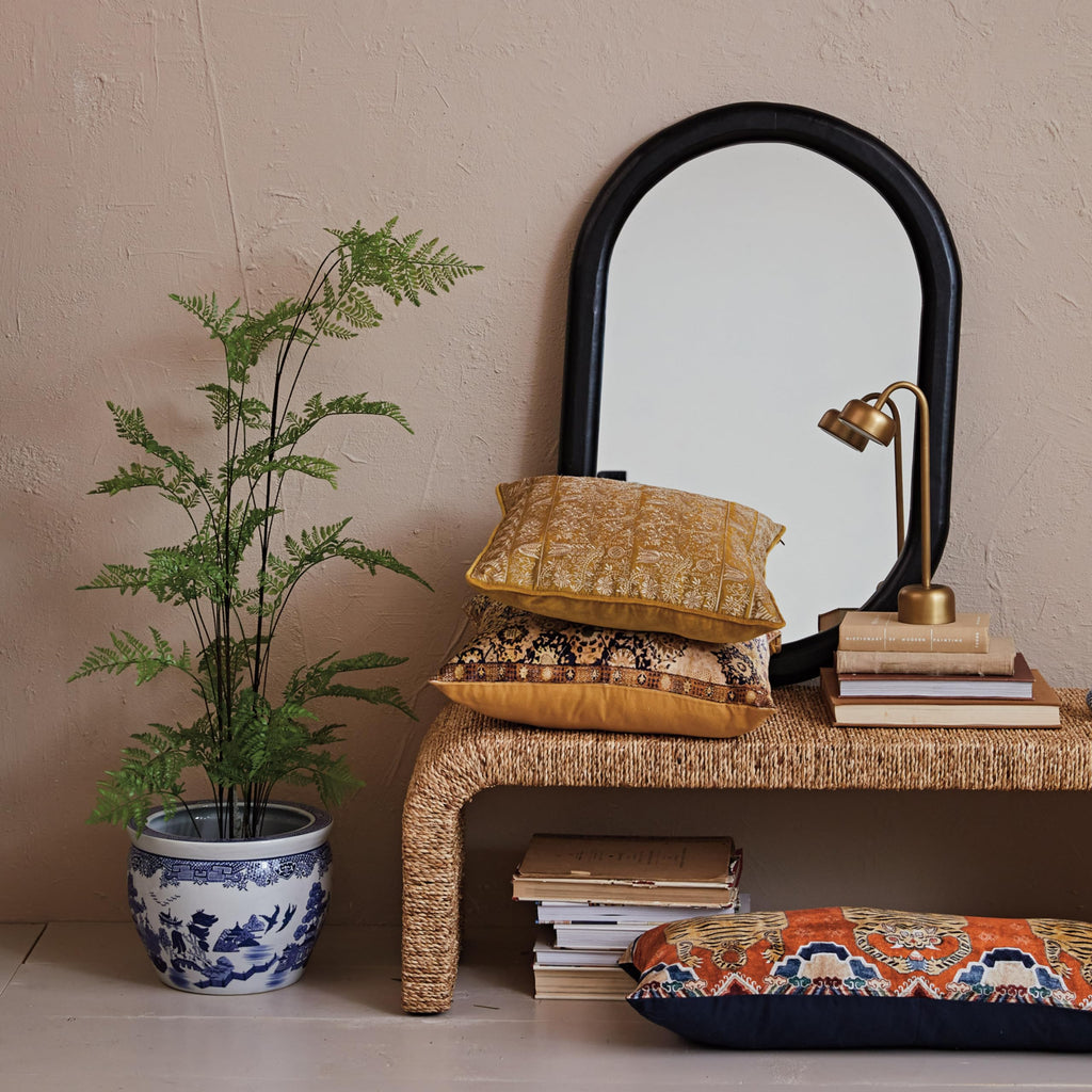 Hand-Painted Stoneware Planter, Blue and White