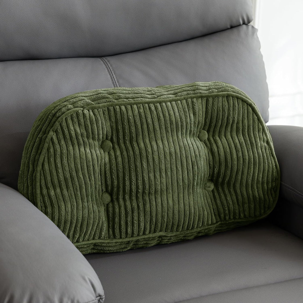 Lumbar Support Pillow for Recliner Chair/Accent Chair/Couch/Office Chair, Tufted Corduroy Back Support Cushion for