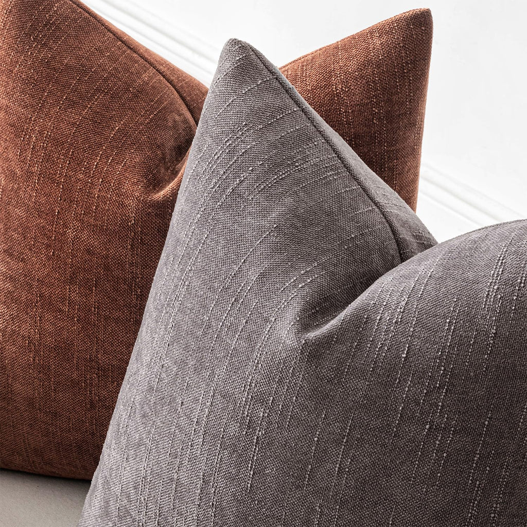 Textured Chenille Throw Pillow Covers 18x18 Inch Charcoal Gray