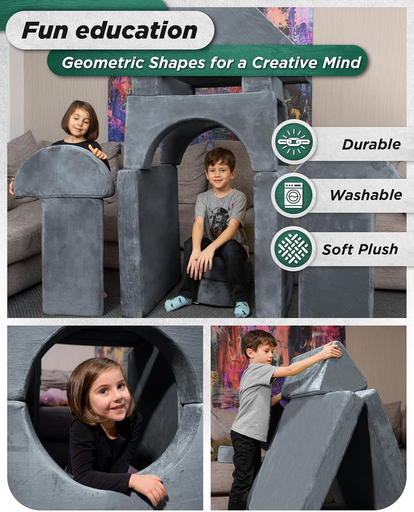Modular Kids Play Couch, Piece Fort Building & Climbing Foam Set