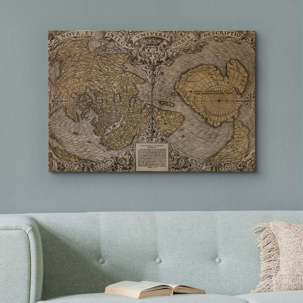 Canvas Print Wall Art Vintage Sepia Old World Map Digital Art Modern Art Traditional Colorful - 12"x18"