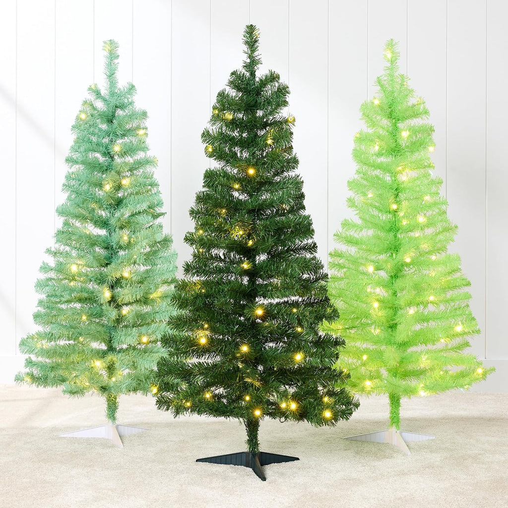 4ft Pre-lit Christmas Tree, Artificial Mini Tree Perfect for Kids, Apartments, Bedroom with Twinkling LED Lights