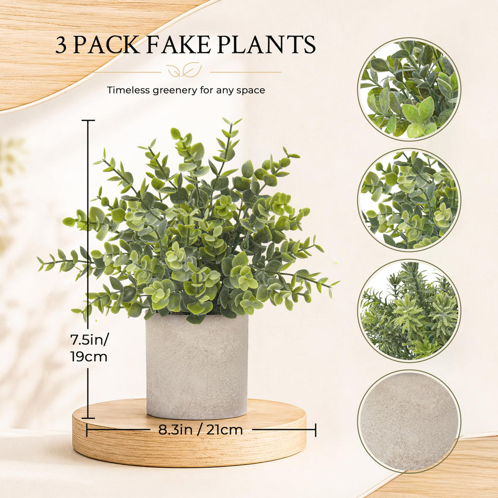 3 Pack Fake Plants Artificial Plants Bathroom Decor