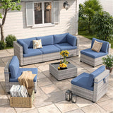 Wicker Outdoor Patio Furniture Set | Navy All-Weather Resistant for Backyard, Garden & Porch