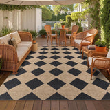 Checkered Easy Jute Rug 8x10 Outdoor Rug Large Washable Area Rugs for Living Room Bedroom Non Slip N