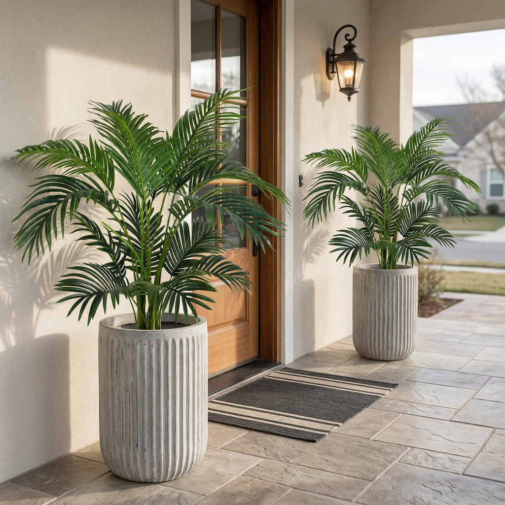 4ft 2-Pack Artificial Palm Tree Plants, 47in Fake Cane Areca Palm Trees