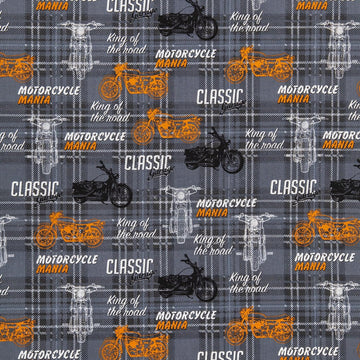 Motorcycle Mania Cotton Calico Fabric, 1 Yard