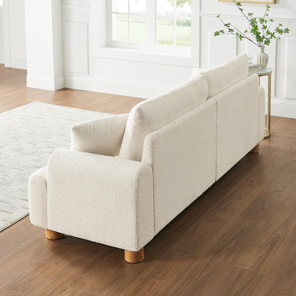 VANOMi Boucle Sofa Couch, 91" Comfy Tufted Upholstered Cloud Couches, Modern 3 Seater Sofa with Pillows