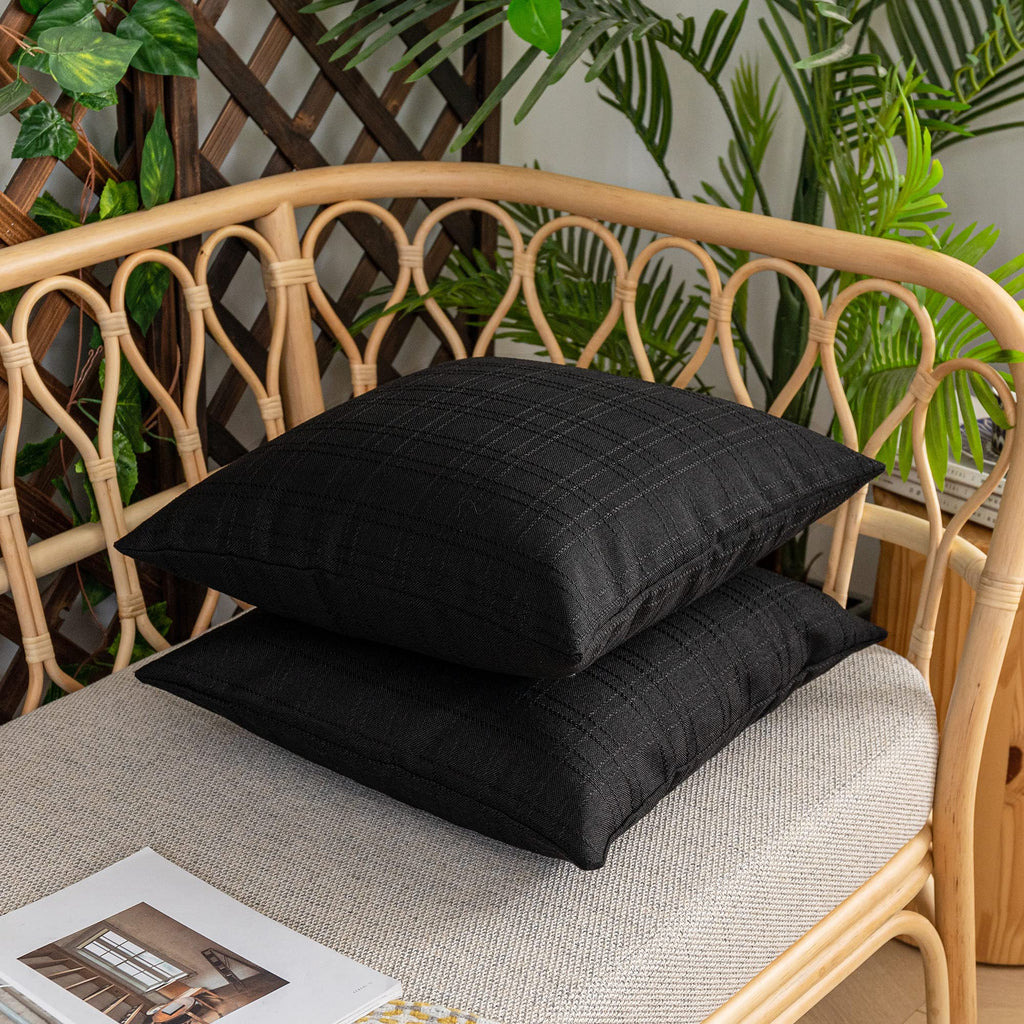 Outdoor Waterproof 24"x24" Pillow Covers 2 Pack, Black