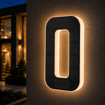 11-Inch Solar LED House Number for Outside, USB-C, Number 0