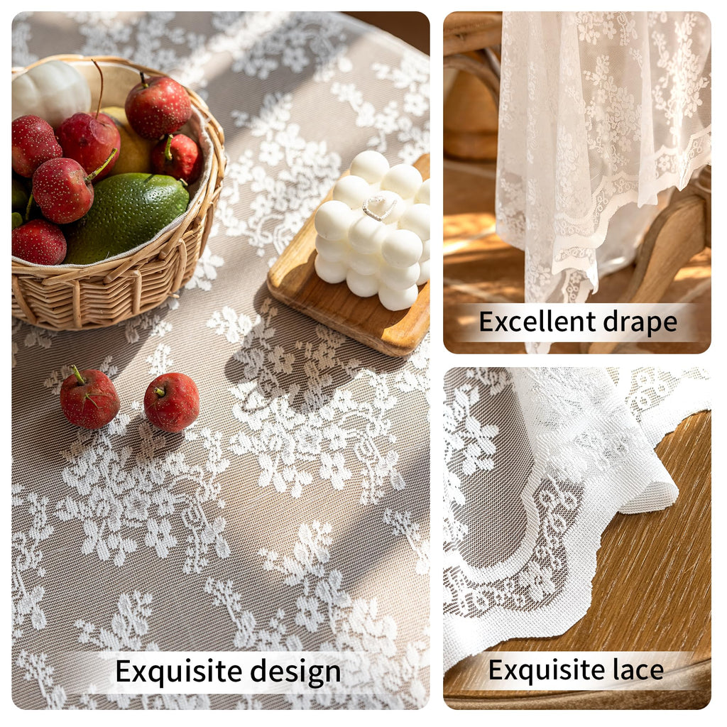 Lace Tablecloth ExquisiteEmbroidery Floral, Round Tablecloth