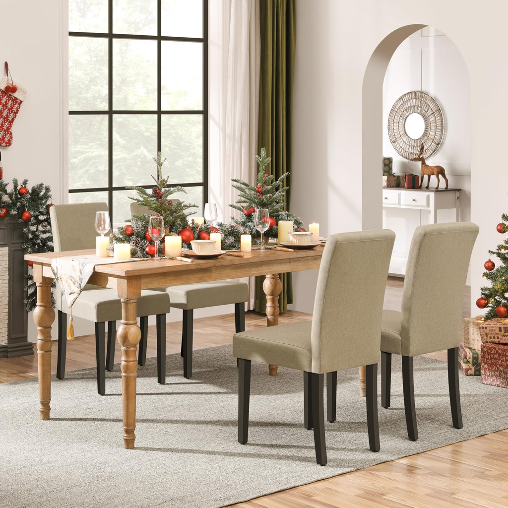 Set of 4 Upholstered Kitchen Chairs Khaki