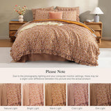 Queen Comforter Set - 7 Pieces Ruffle Brown Bedding Sets, Shabby Chic Farmhouse Bed in a Bag with Ruffle Comforter