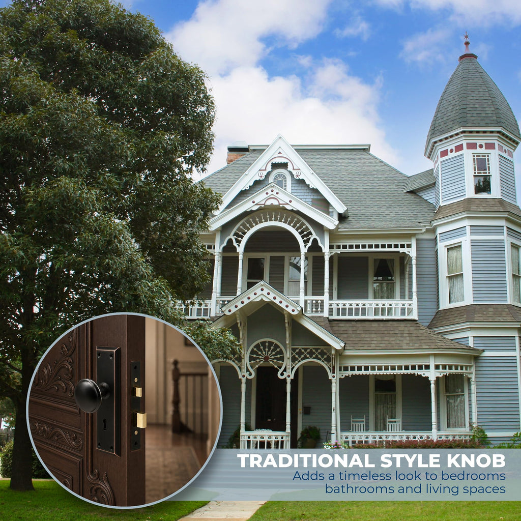 Keyed Mortise Lock Set, Classic Bronze Knob, Interior Doors
