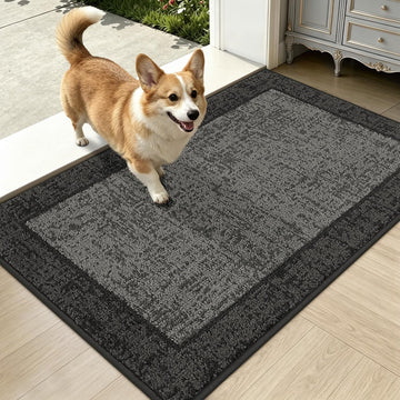 Dirt Trapper Door Mat 24"x 36", Non Slip Washable Doormat,Grey | Stain Resistant and Absorbent Welcome Mat, Floor