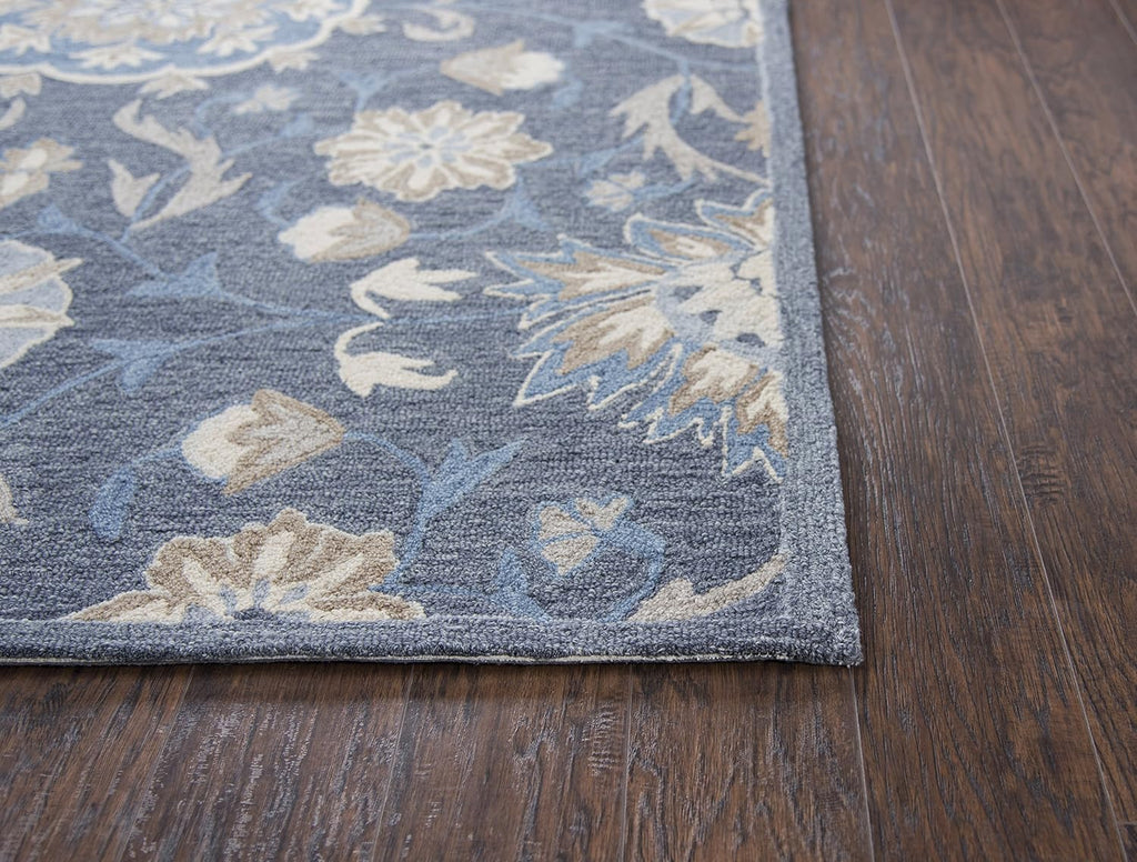 Resonant Wool Area Rug 10' x 13' Dark Gray/Blue Gray/Tan/Coco/Gray Floral