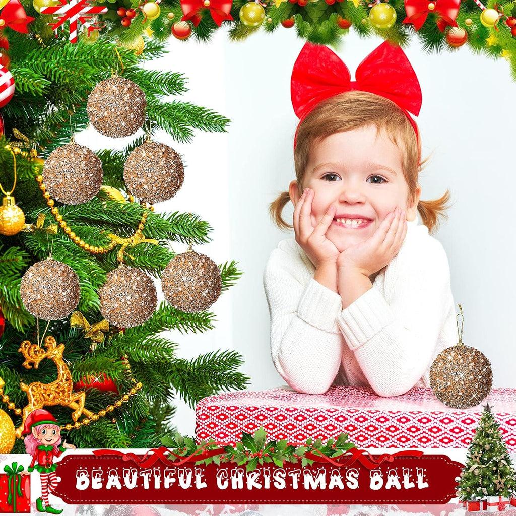 6 Pcs Christmas Ball Ornaments 4 Inch Xmas Tree Decor,Champagne