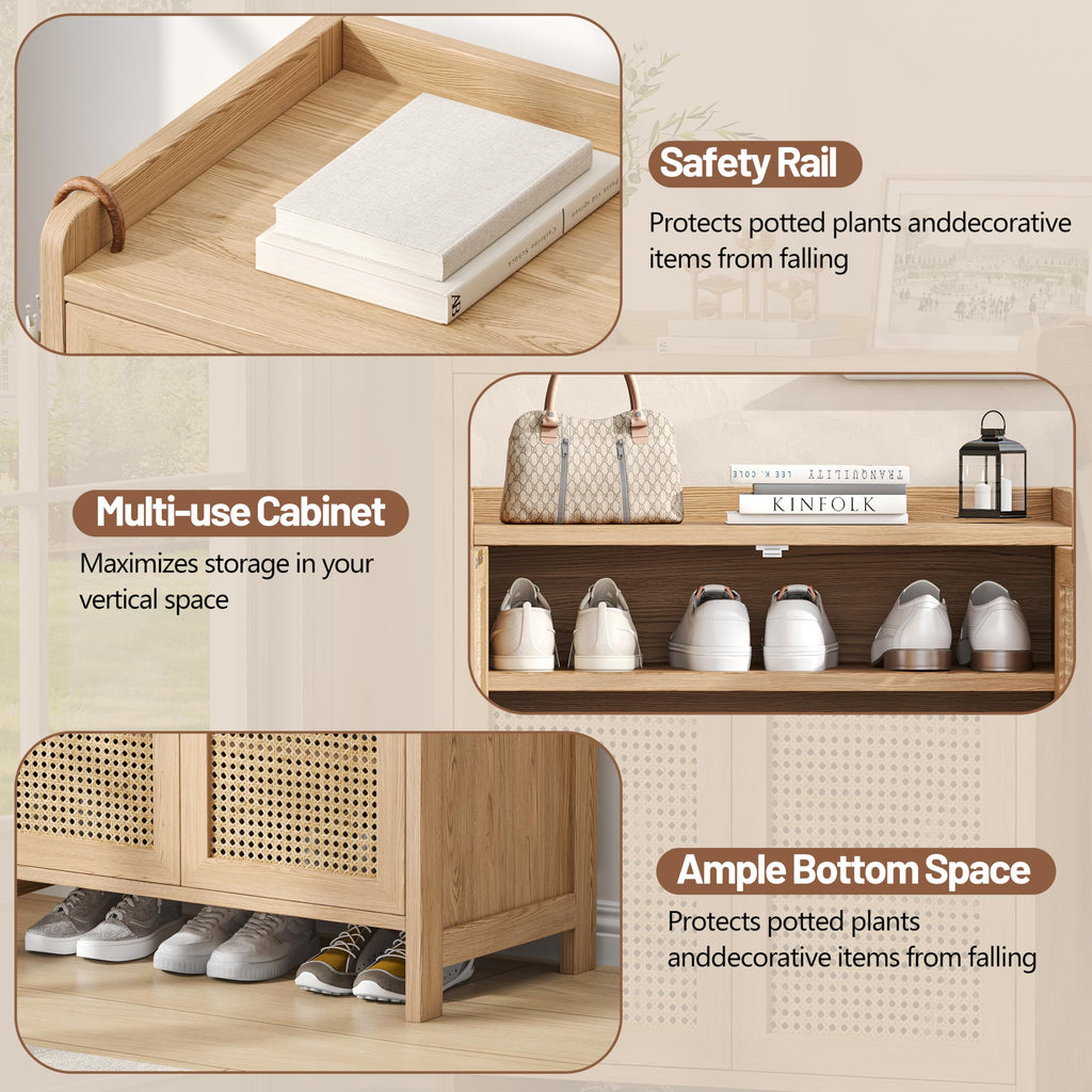 Rattan Shoe Storage Cabinet, 5-Tier Shoe Cabinet