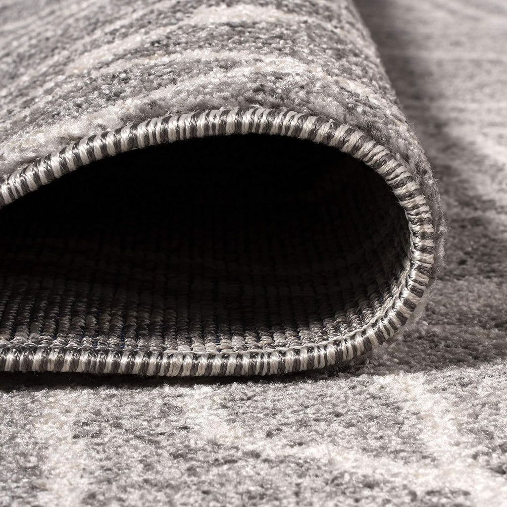 Rih Moroccan Style Diamond Gray/Ivory Indoor Area Rug, Bohemian, Casual, Easy-Cleaning, Pet Friendly
