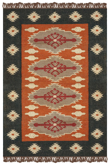 Area Rugs for 3x5 Living Room Kilim Southwestern Wool Jute Reversible Area Rug Geometric Design Brown Black Hand