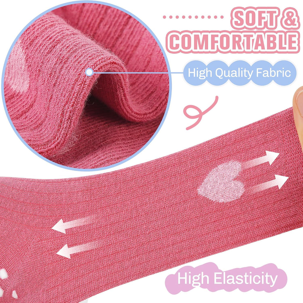 Baby Girls Toddlers Ruffle Grip Socks for Kids Non Slip Anti Skid Frilly Cute Funny Cotton Crew Socks 9 Pairs