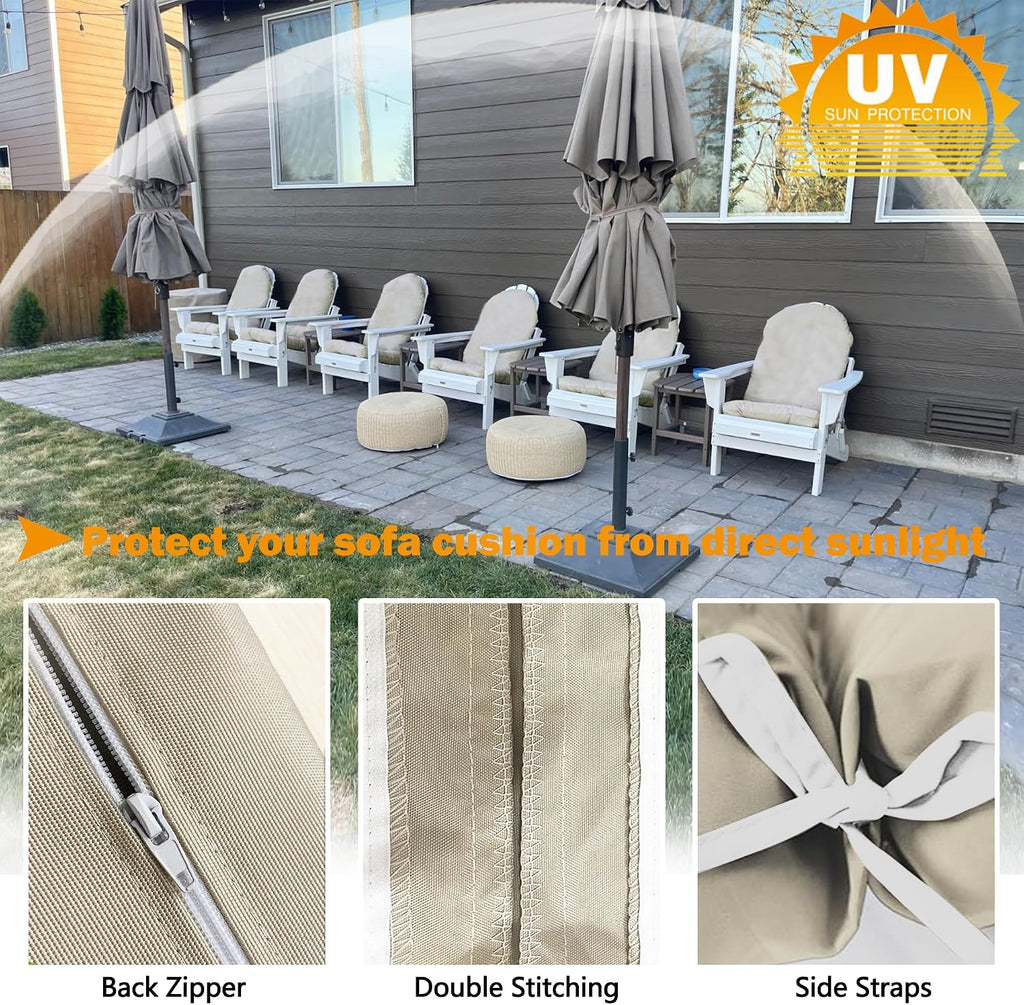 Adirondack Chair Cushion Cover 44x19x4 in, 2PCS Rocking Chair Cushion Cover | Waterproof, Machine Washable High Back