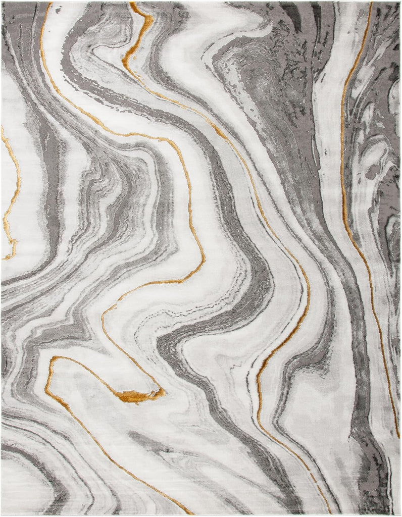 9x12 Craft Collection Area Rug - 9' x 12', Grey & Gold, Modern Abstract Design, Non-Shedding & Easy Care, Ideal for High
