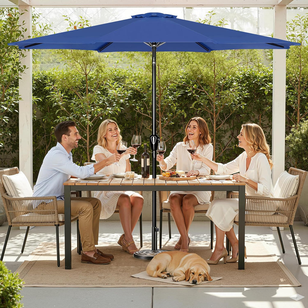 9' Patio Umbrella Outdoor Table Market Yard Umbrella with Push Button Tilt/Crank - Blue