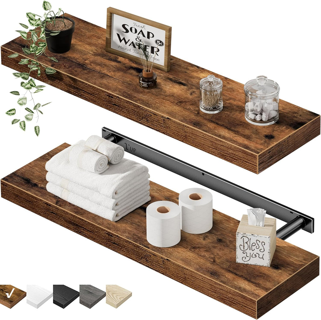 Floating Shelves for Wall 23.6" Long - Wall Mounted Shelf Bathroom Kitchen Living Room Bedroom Farmhouse Home Decor