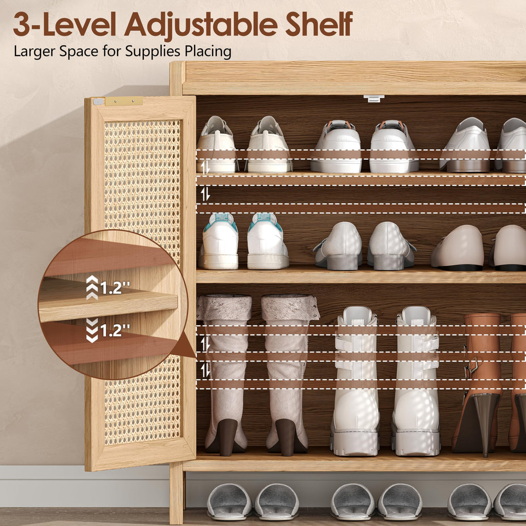 Rattan Shoe Storage Cabinet, 5-Tier Shoe Cabinet