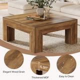 39.4-Inch Square Coffee Table, Farmhouse All MDF Accent Center Cocktail Table with Sturdy Wooden Legs, Easy Assembly