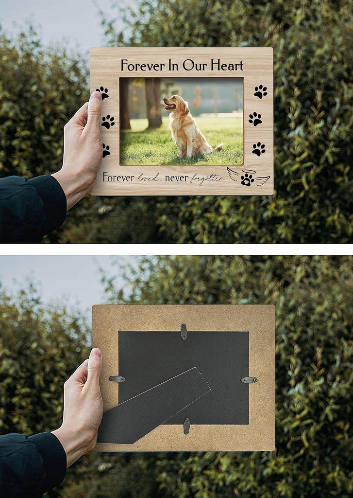 Forever in Our Heart Pet Memory Picture Photo Frame, Cat & Dog Memorial Picture Frames, Sympathy Gifts for Pet Loss