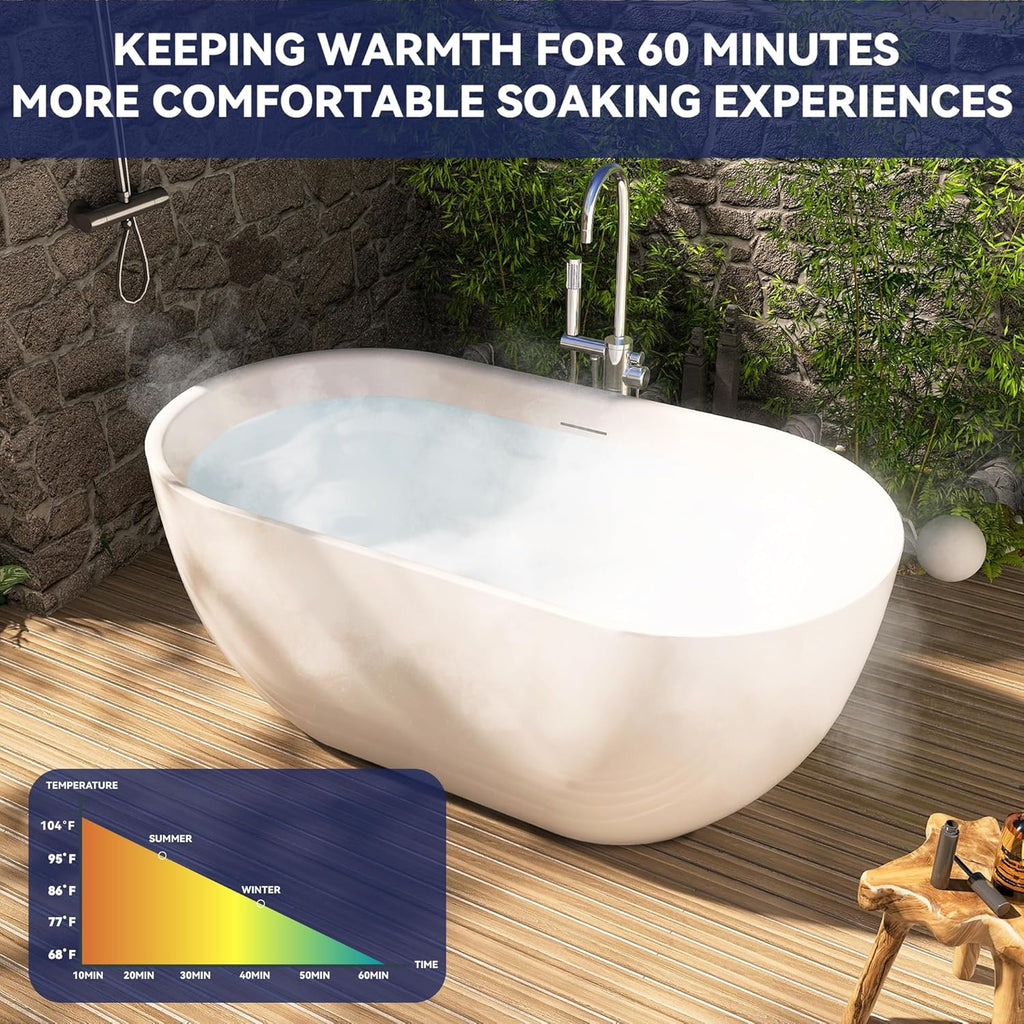 59" Acrylic Free Standing Tub, Stand Alone Tub, Freestanding Bathtub, Soaking Bathtub, cUPC Certified, SE(Glossy White)