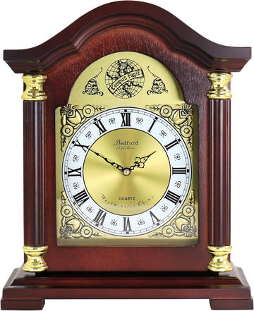 Redwood Mantel Clock with Chimes A134-B09Z64YB4F