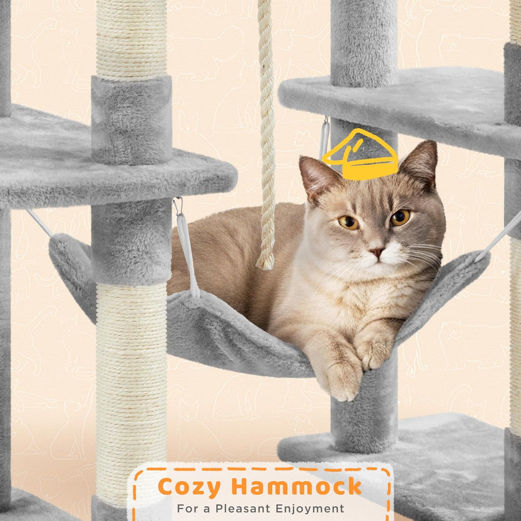 82.5in Tall Cat Tree for Large Cats, Sturdy Multi-Level Condo