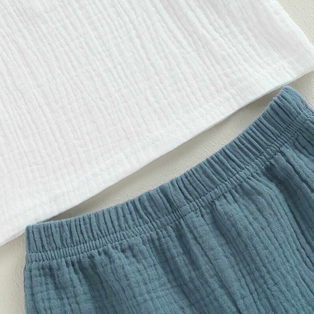 Toddler Boy Linen Outfit Baby Boy Fall Winter Clothes Set Button-Down Shirt Tops Cotton Linen Pants 2PCS