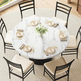 Round Kitchen Dining Table for 4-6 People, 47 inch Mid-Century Circle Dinner Tables, Rustic Wood Base in Fluted