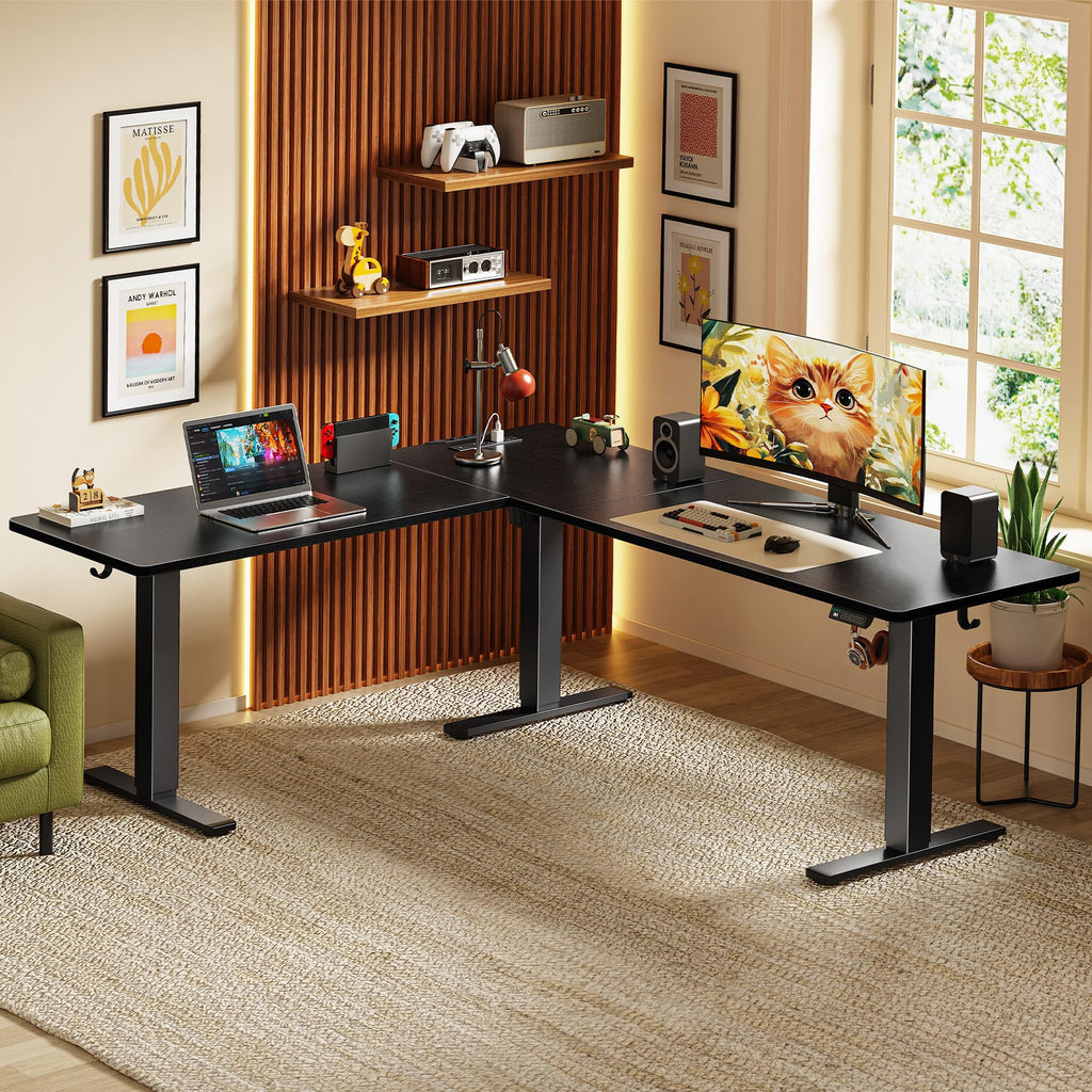 75 x 63 Inch L Shaped Standing Desk with Power Outlets