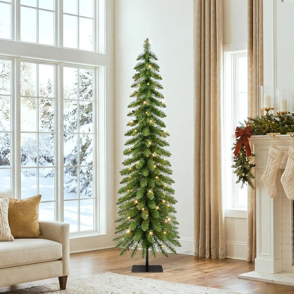 International 6ft Pre-Lit Alpine Pencil Christmas Tree