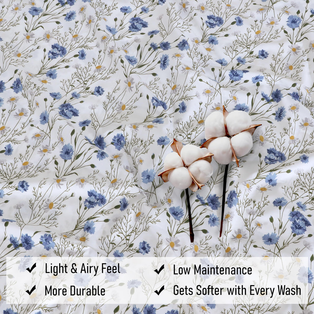 100% Cotton Split King Sheets, Percale Sheet Set, Sweet Pea