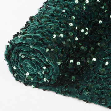 Hunter Green Velvet Fabric by the Yard, 1 Yard Stretch Sequin for Sewing