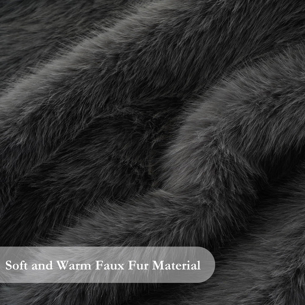Grey Faux Fur Throw Blanket, Fluffy Grey Fur Blankets, 60"x80"