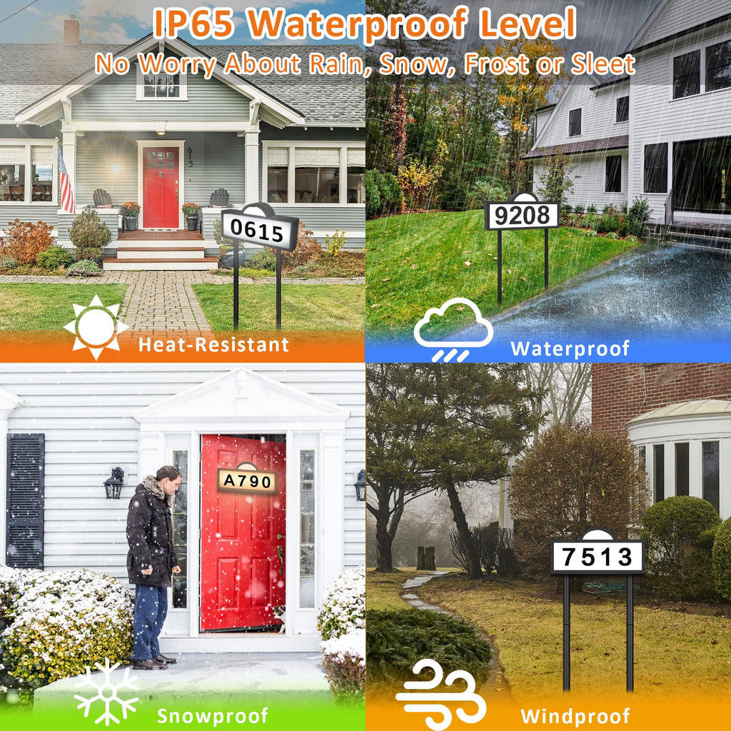 Solar House Numbers for Outside, Lighted Address Sign Yard