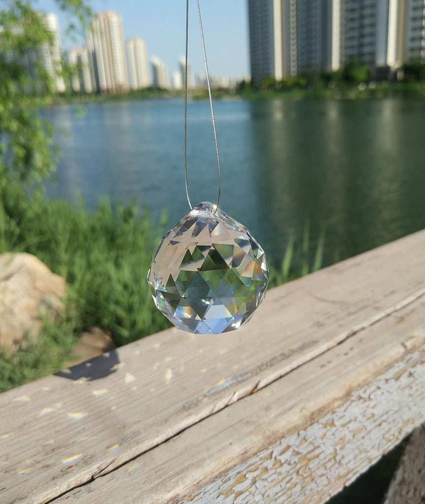 40mm Hanging Crystal Ball Prism Feng Shui Crystal for Positive Energy, Rainbow Maker, 2-Pack (40mm)