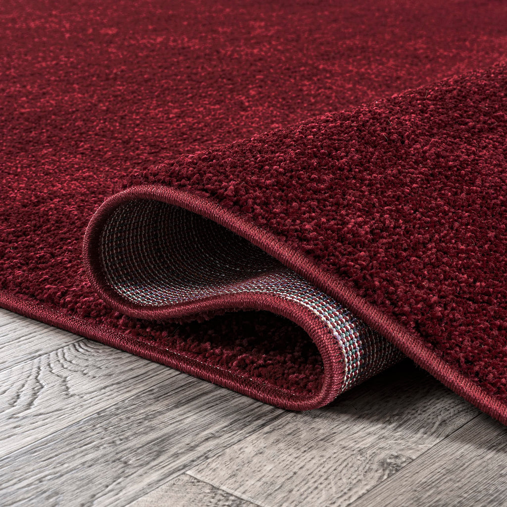 Solid Low-Pile Oval Rug 3X5 Dark Red, Coastal Indoor Rug